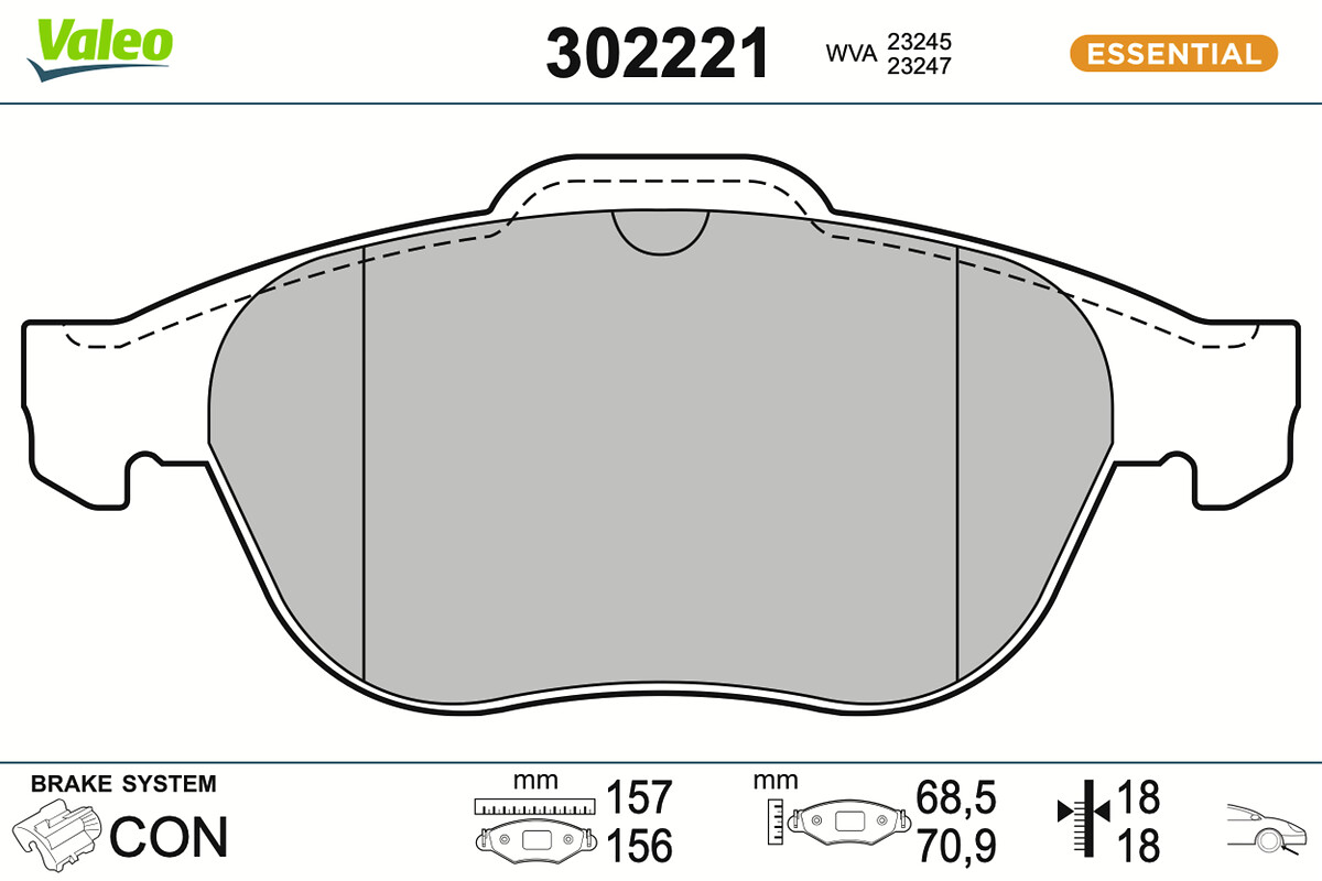 Jeu de 4 plaquettes de frein VALEO ref. 302221